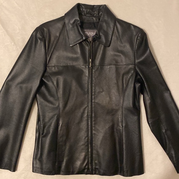 Women’s Wilson Black Leather Zip Up Jacket. EUC Sz. M - Picture 5 of 13